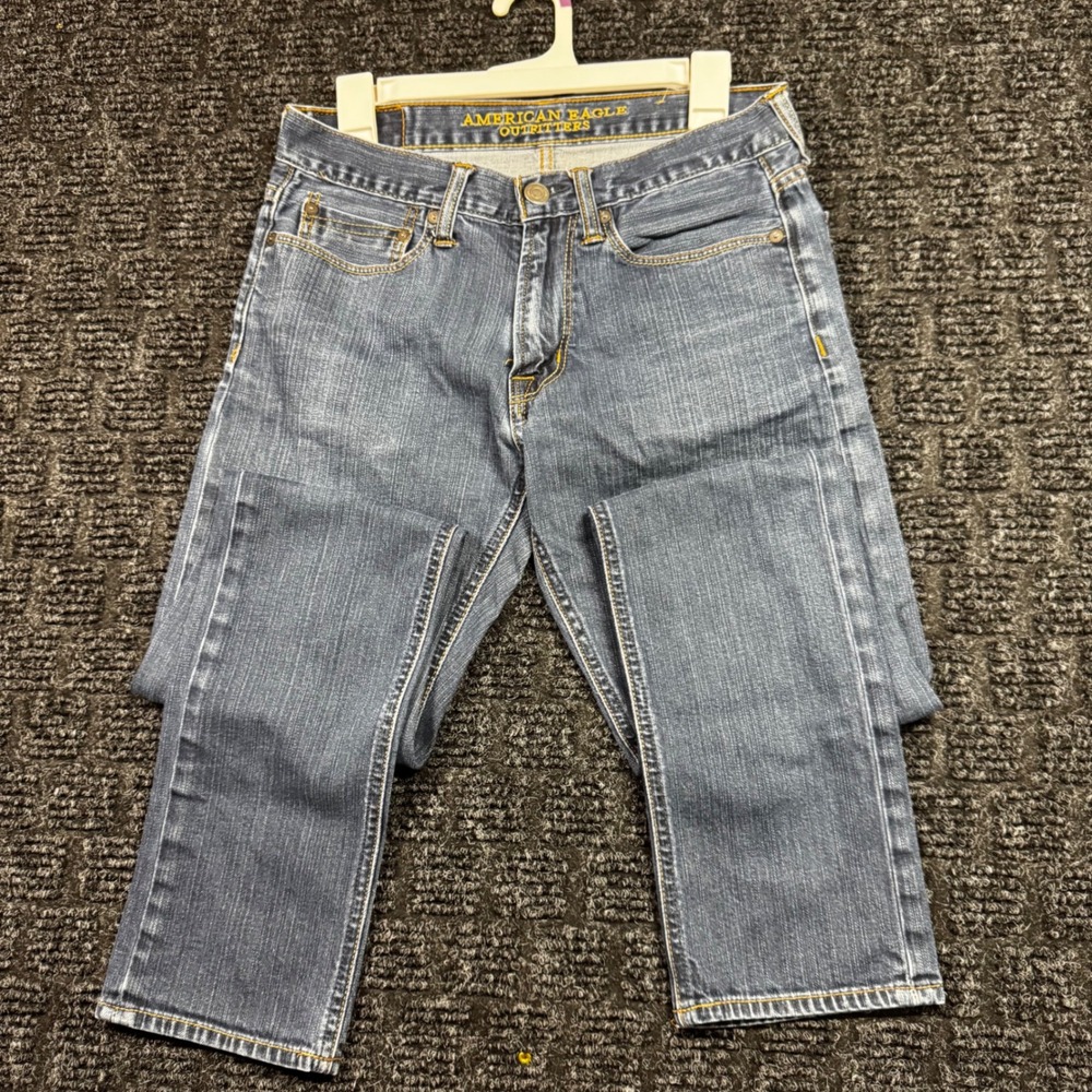 American Eagle Outfitters Mens Jeans 30x34 Blue Straight Leg Stretch Denim F57